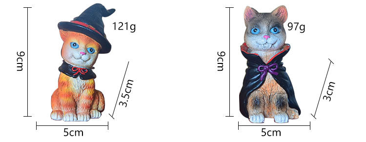 Cute Home Decor Halloween Cat Statue Resin Crafts Ornament
