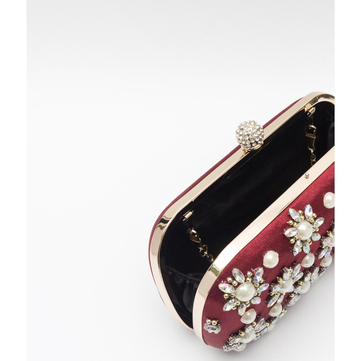 Pearl-Color Diamond Flower Evening Bag For Formal Wear