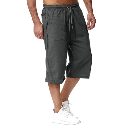 Amazon Europe And America 2026 Cross-Border Men's Casual Cotton-Linen Sports Pants Summer Cotton-Linen Cropped Casual Pants Men