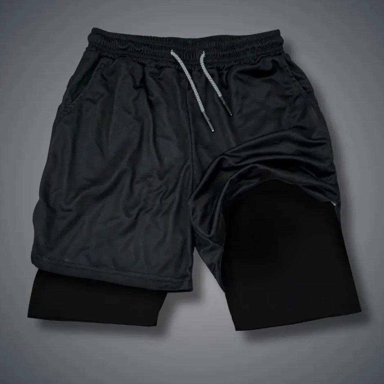 Mens Double-Layer Breathable Casual Shorts With A False Two-Piece Design