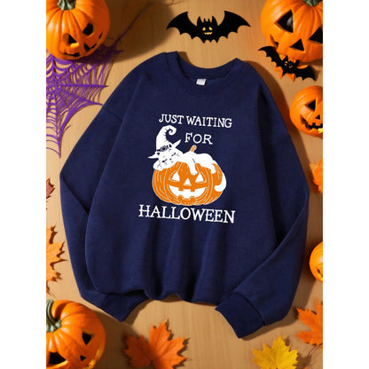 Just Waiting For Halloween Pumpkin Design Sweats
