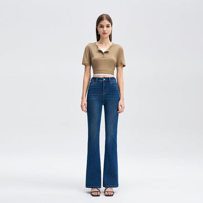 New Style Womens Blue Bell-bottom Pants