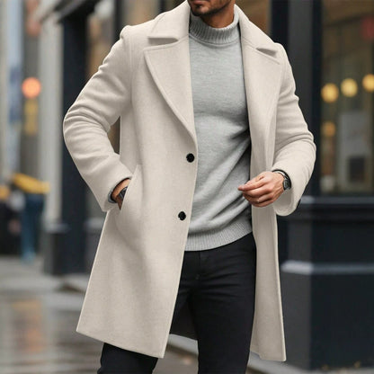 Solid-color Wool Mid-length Coat