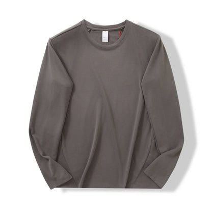 Lightweight Quick Dry Long Sleeve Crew Neck Shirts For Men, Breathable Athletic Tee For Fitness, Running, Travel, Hiking, Casual Daily Spring & Autumn Outfit