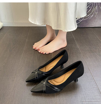 Women French Style Height Increase Stiletto Pumps, New Spring Autumn Gentle Mary Jane Leather Shoes For Dresses