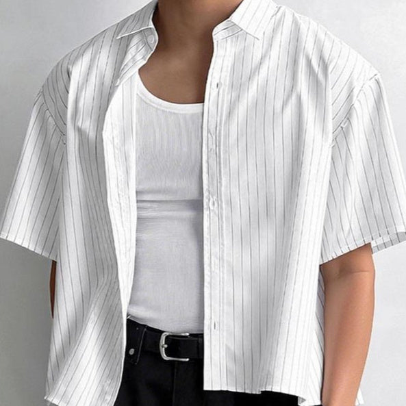 Men's Slim-Fit Ice Silk Striped Shirt