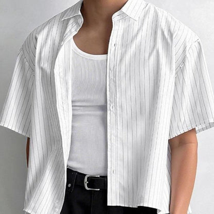 Men's Slim-Fit Ice Silk Striped Shirt