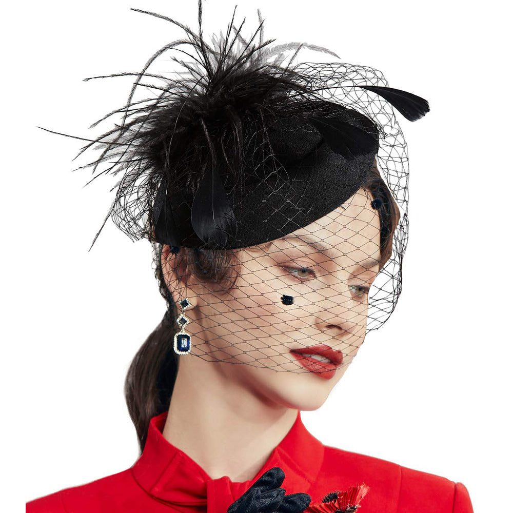 Hairband Decoration European And American Ladies Top Hat Horse Racing Feather Hair Accessories