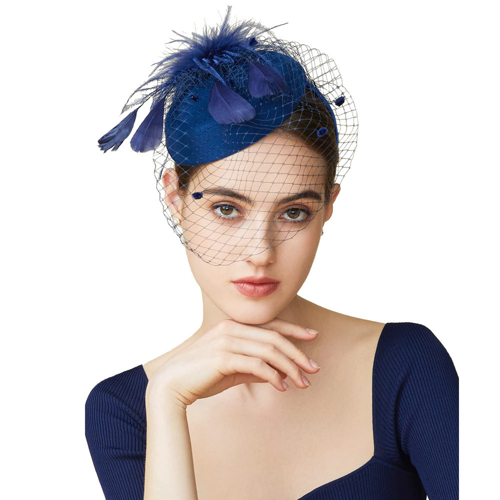 Hairband Decoration European And American Ladies Top Hat Horse Racing Feather Hair Accessories