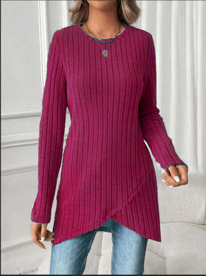 New Womens European And American-style Round-neck Casual Long-sleeve Top