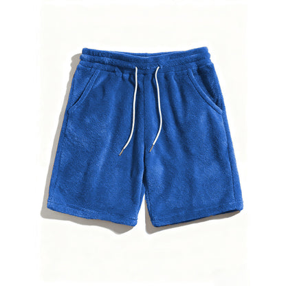 Mens SpringAutumn Coral-Fleece Sports-Style Casual Plus-Size Shorts