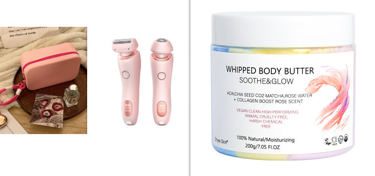 2 In 1 Hair Removal Epilator USB Rechargeable Trimmer Women Body Razor Face Leg Armpit Bikini Hand Pubic Shaver Hair Remover