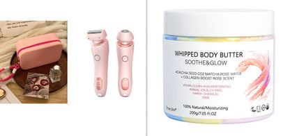 2 In 1 Hair Removal Epilator USB Rechargeable Trimmer Women Body Razor Face Leg Armpit Bikini Hand Pubic Shaver Hair Remover