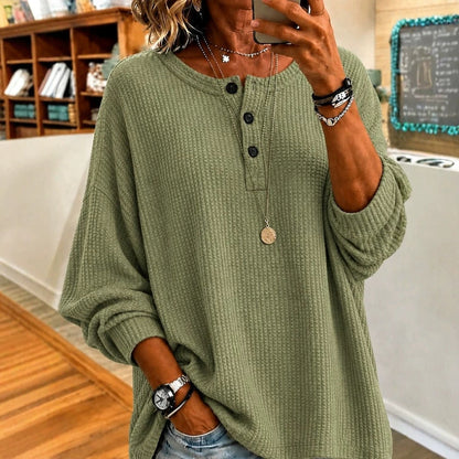 Fashionable Crew-neck Loose-fit Long-sleeve Top