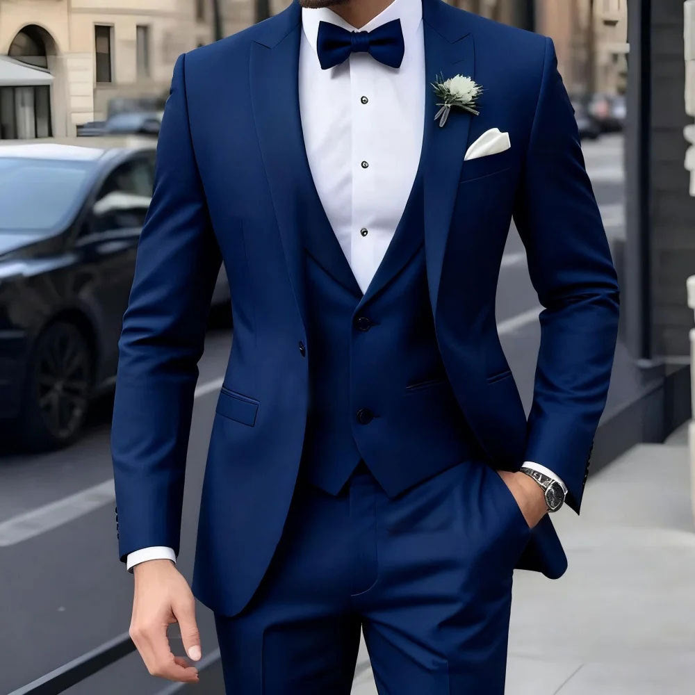 Mens Business Formal Wear Three-Piece Suit