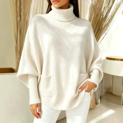 Fashionable Solid-Color Long-Sleeve Turtleneck Sweater For Women