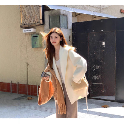 Womens Sophisticated Wool Double-faced Coat