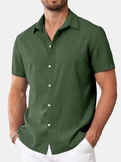 Mens Short-Sleeved Printed Casual Shirt