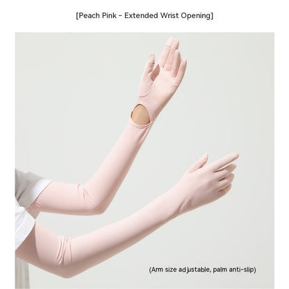 Nylon Ice Silk Long Sun Protection Gloves