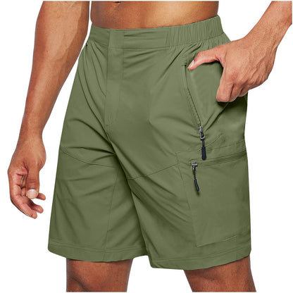 Men's Cargo Shorts  Large Size New Zipper Shorts Multi-flap Pocket Pants Mobile Phone Men's Shorts Quick-drying Fabric