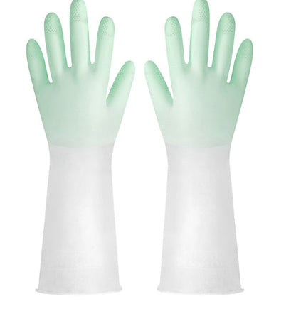 Dishwashing Gloves In Translucent White Made From Cleaning-grade Rubber With A Non-slip Design