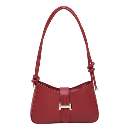 Womens Minimalist Textured-design Single-shoulder Crossbody Underarm Bag