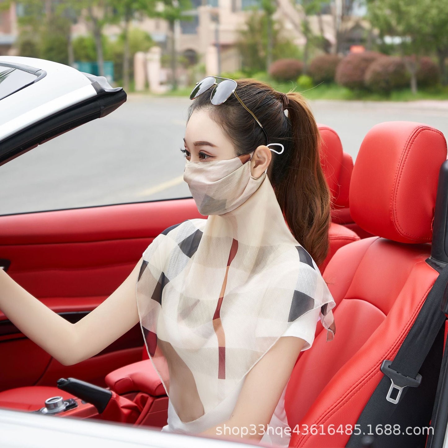 Silk Mask Breathable Neck-Covering Skin-Caring Veil For Women