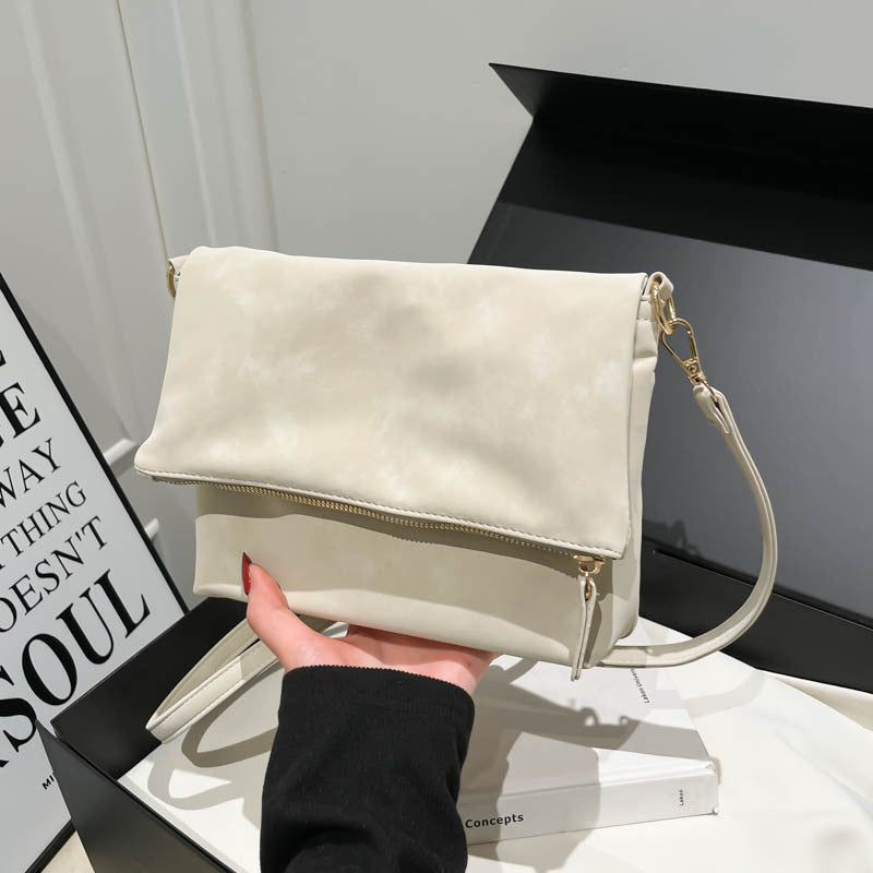 Urban Minimalist Envelope-Style Flap Saddle In PU Leather Crossbody Shoulder Bag