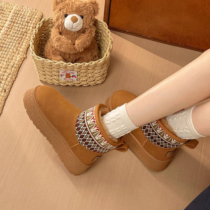 Women's Short Snow Boots, New 2026 Winter Fleece Lined Thickened Warm Fashion Platform Snow Boots