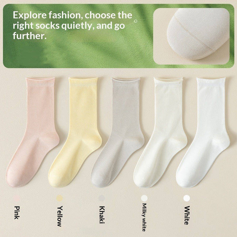 Springsummer Mid-calf Socks For Women Made Of Silk