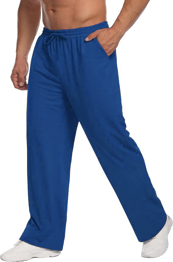 Mens Solid-Color Drawstring Straight-Leg Sweatpants