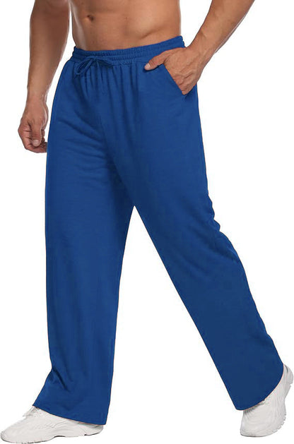 Mens Solid-Color Drawstring Straight-Leg Sweatpants