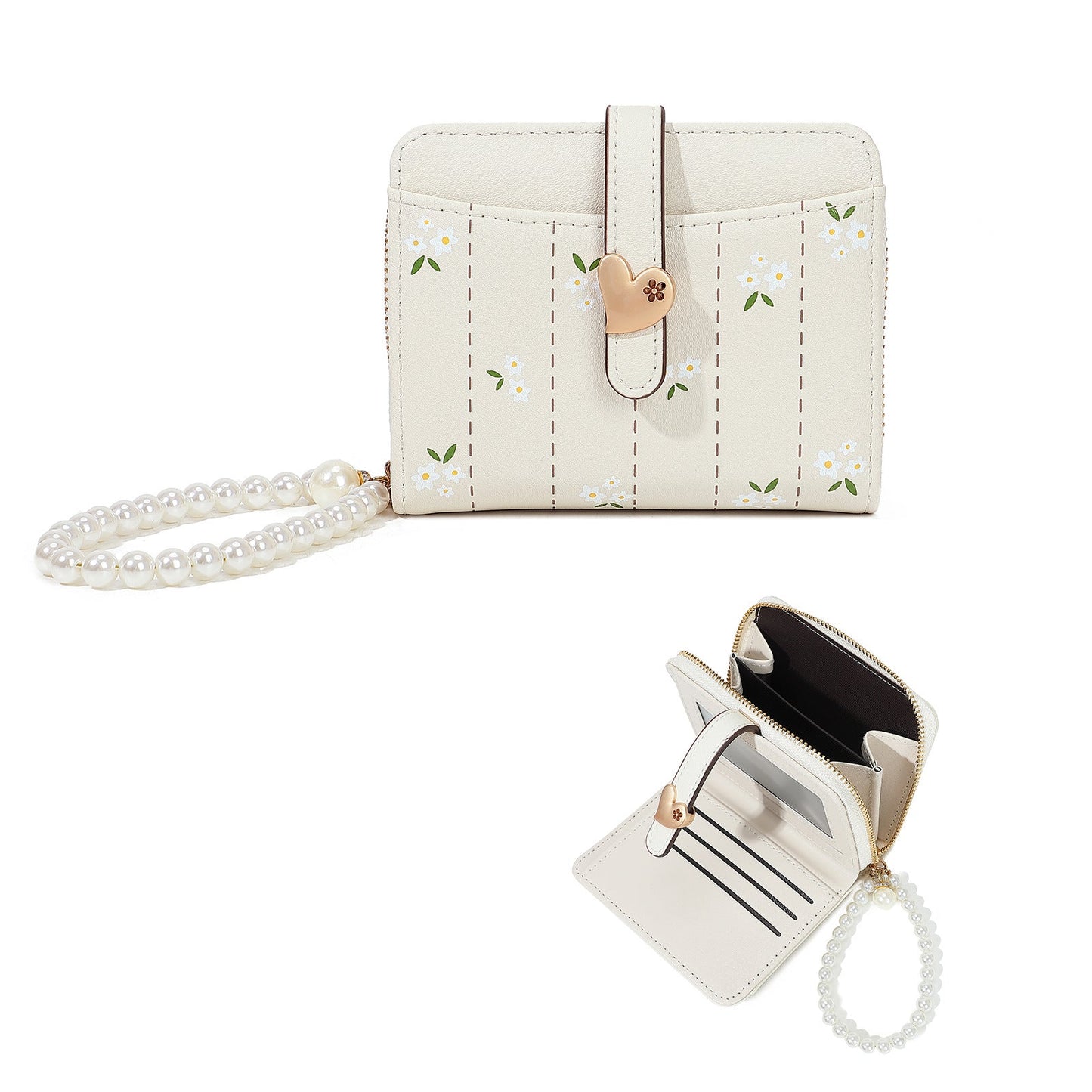 Womens Short PU Creative Floral Wallet