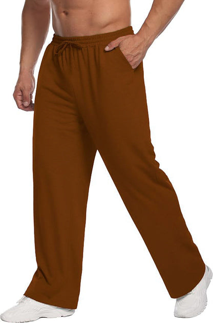 Mens Solid-Color Drawstring Straight-Leg Sweatpants