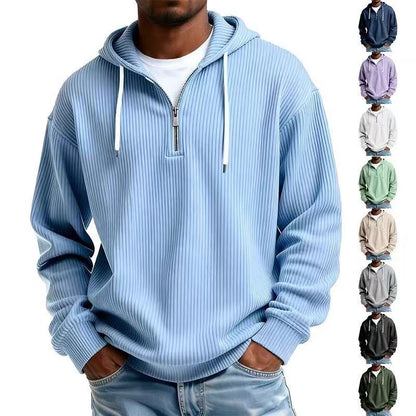 Mens Long-Sleeve Hooded Jacket Loose-Fit Casual Sweatshirt