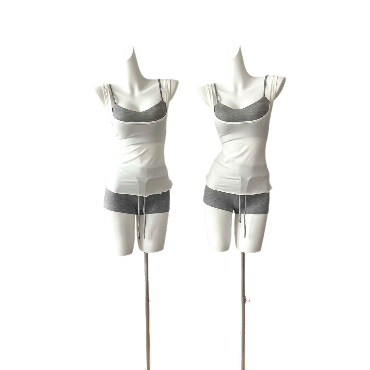 Sweet-and-sexy Color-blocked Two-piece Camisole Set