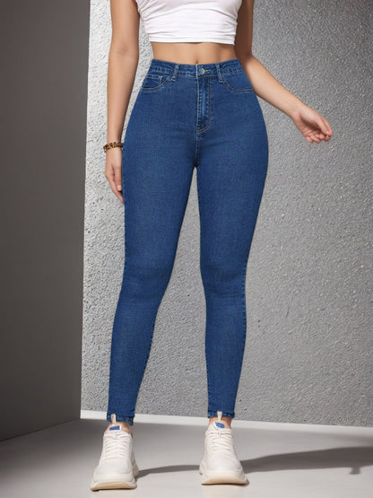 Stretchy Slim-fit Skinny Jeans High-waisted With Tummy-control Design
