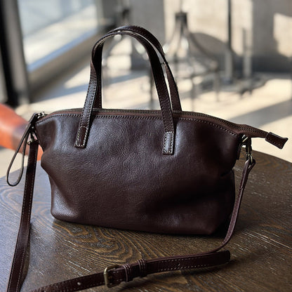 Cowhide Tree-bark Textured Wrinkled Single-shoulder Crossbody Bag
