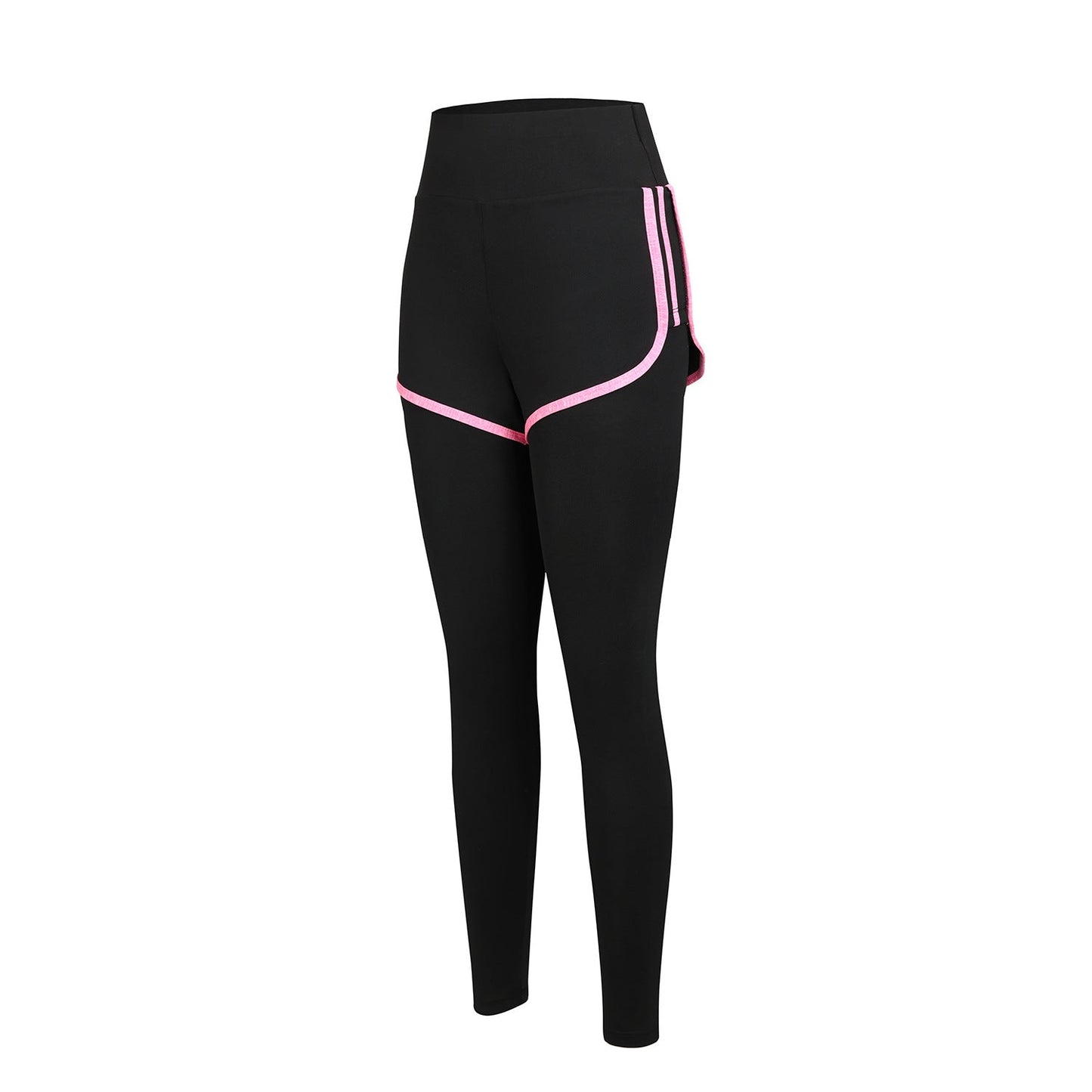 European And American Style Plus-Size Faux Two-Piece Sports Pants Yoga Pants For Women High-Waisted Butt-Lifting Running Fitness Tight-Fitting Quick-Dry Long Pants