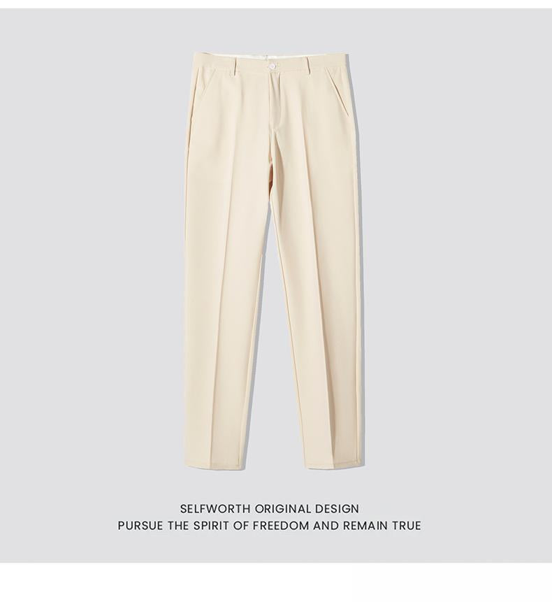 Mens Straight-leg Casual Pants Slim-fit Mature Style