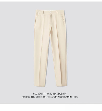 Mens Straight-leg Casual Pants Slim-fit Mature Style