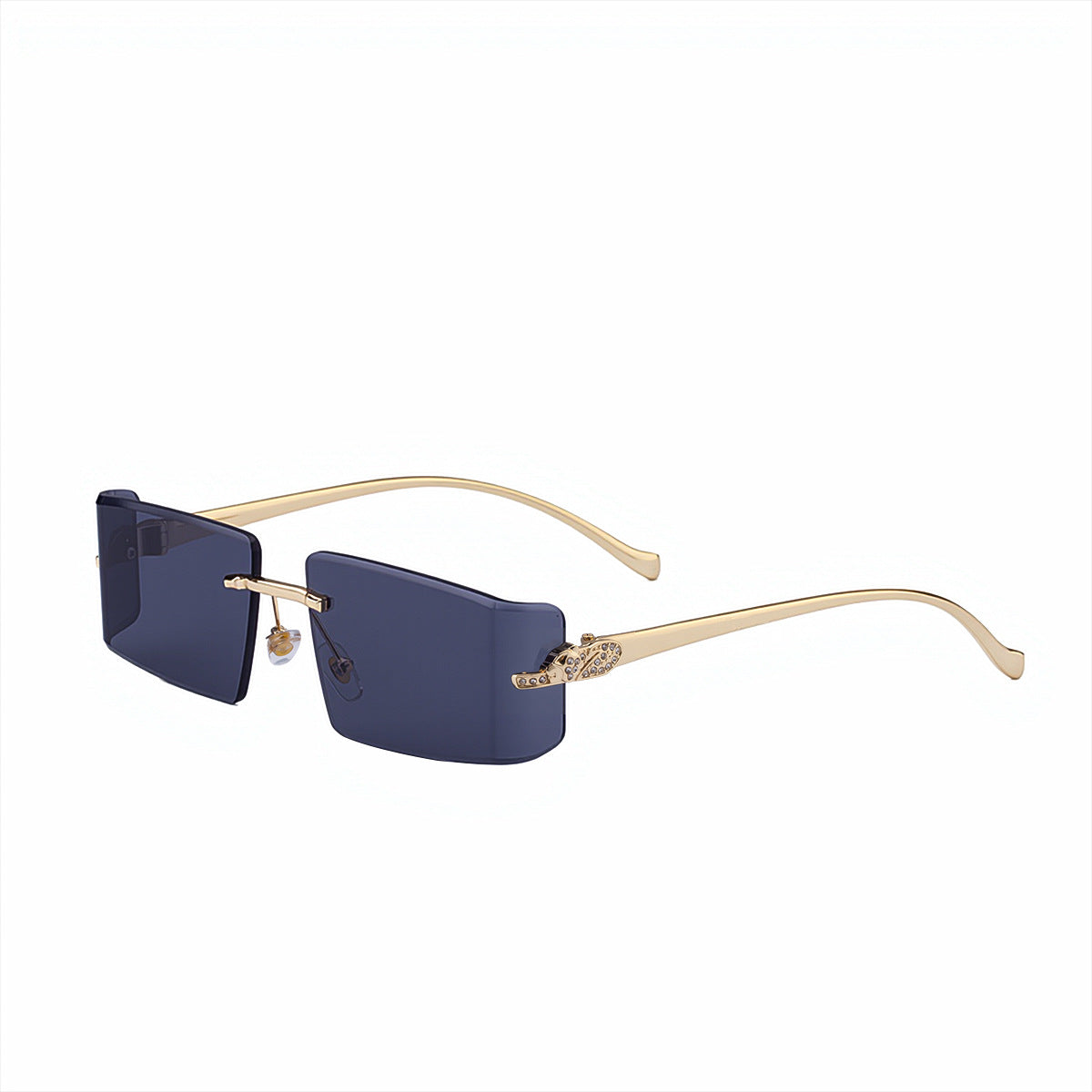 Womens High-end, Diamond-embellished, Curved, Rimless Sunglasses In European And American Style