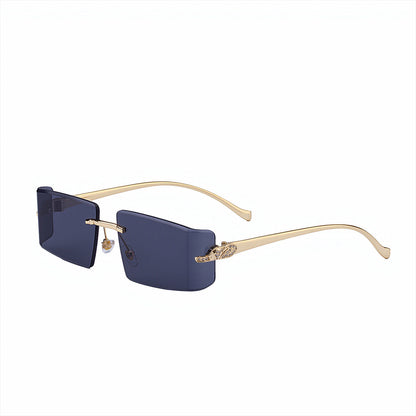 Womens High-end, Diamond-embellished, Curved, Rimless Sunglasses In European And American Style