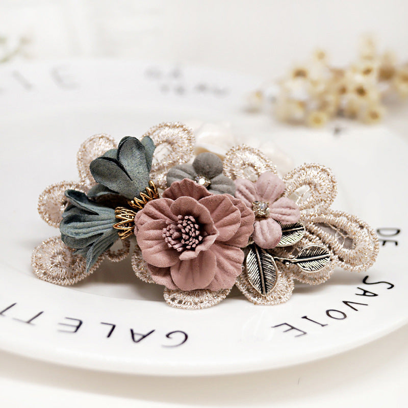 Handmade Bow Hair Ring Pearl Girl Headband