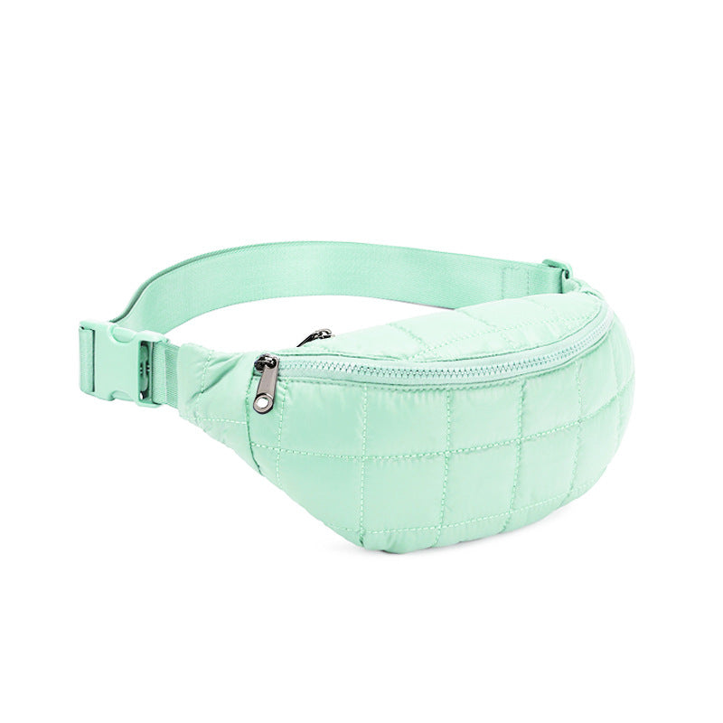 Solid-color Casual Crossbody Waist Bag With A Quilted Diamond Pattern