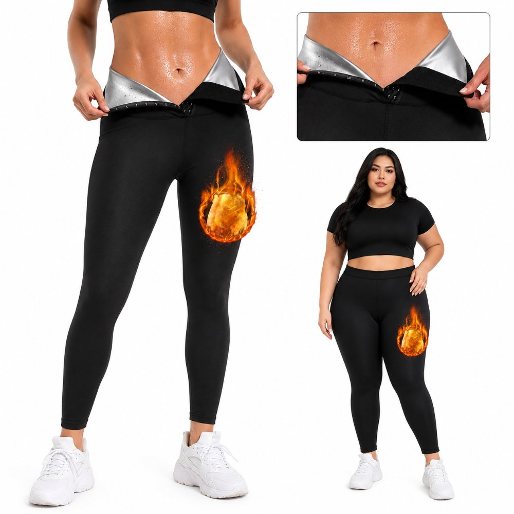 Sauna Sweat Pants For Women High Waist Compression Slimming Leggings Workout Hot Thermo Pant With Adjustable Hook-and-eye Closures