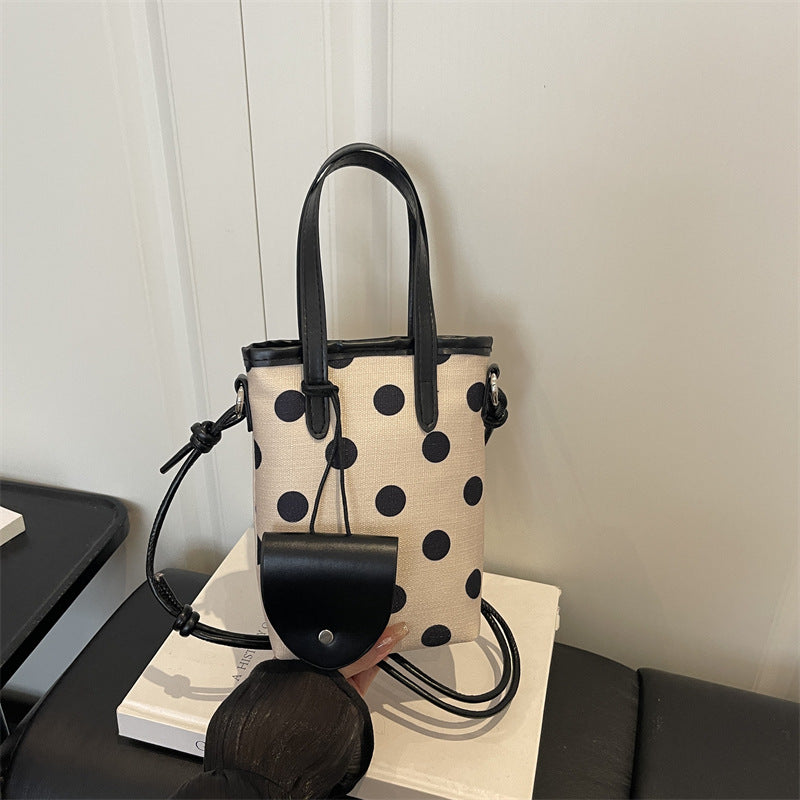 Korean-style Retro Polka-dot Mini Bucket Bag For Women