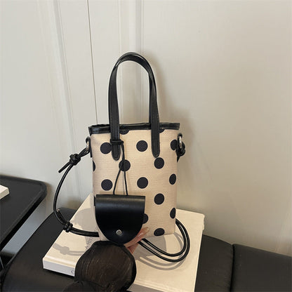 Korean-style Retro Polka-dot Mini Bucket Bag For Women