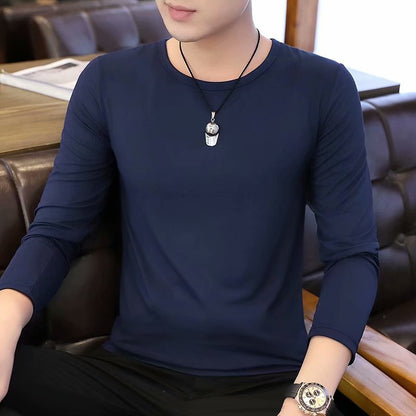 Autumn And Winter Military Fans Men's T-shirt Long Sleeve Slim Solid Color Crew Neck Pullover Original Men's Bottoming Shirt Manufacturers Wholesale