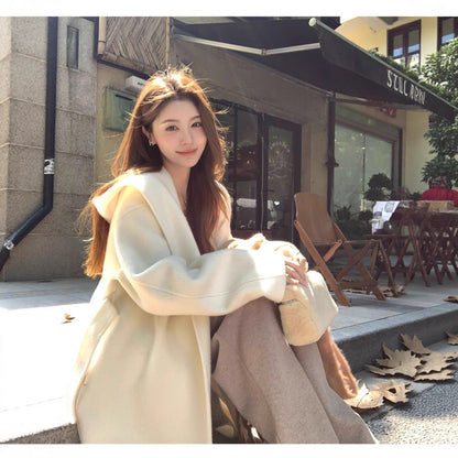 Womens Sophisticated Wool Double-faced Coat